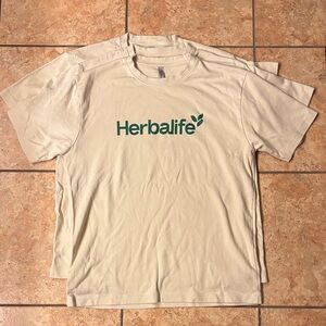 Bundle of 3! Herbal Life Beige T-Shirt with Green Logo - NWOT